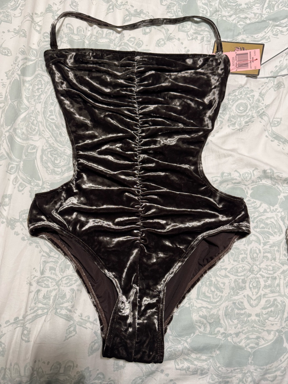 Women Velvet One-Piece Swimsuit in Brown by Juicy Couture